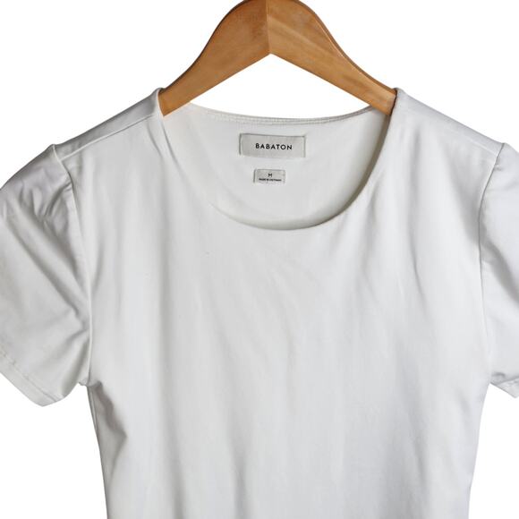 Aritzia Babaton Contour Crew Short Sleeve Bodysuit Womens Size Medium White - Picture 3 of 9